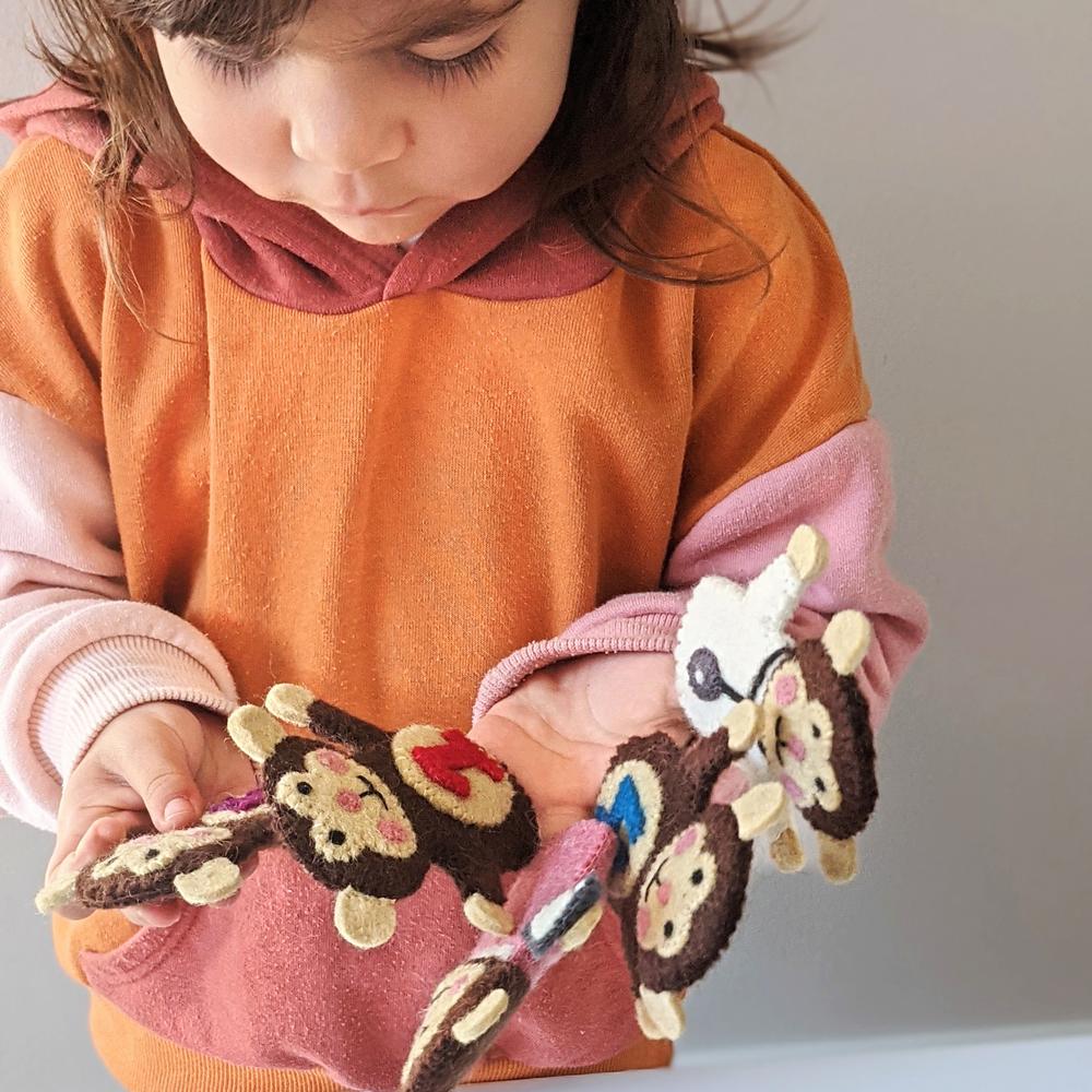 Pre-Order Five Little Monkeys, Finger Puppet Set of 7 (Ships in early September)