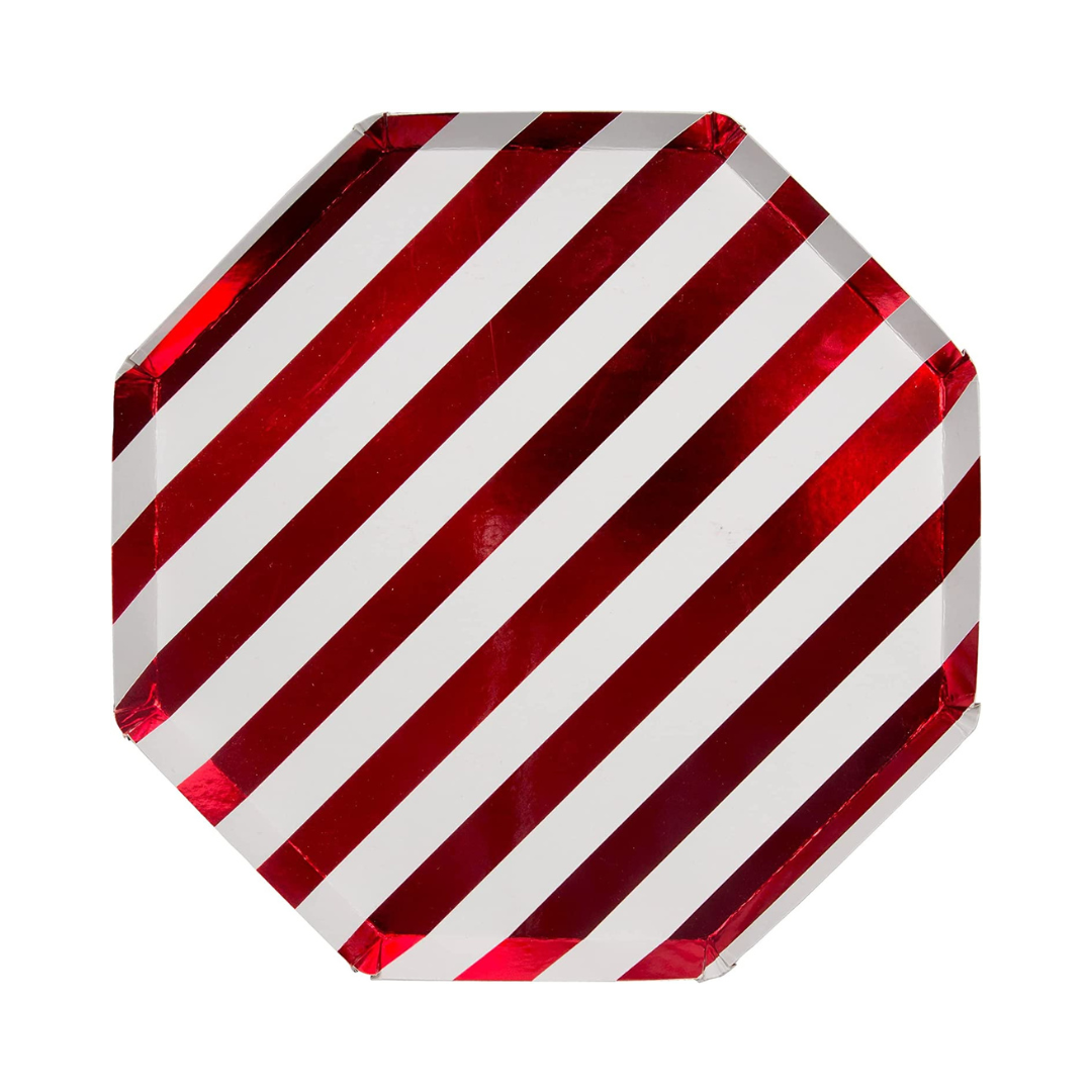 Shiny Red Stripe Dinner Plates