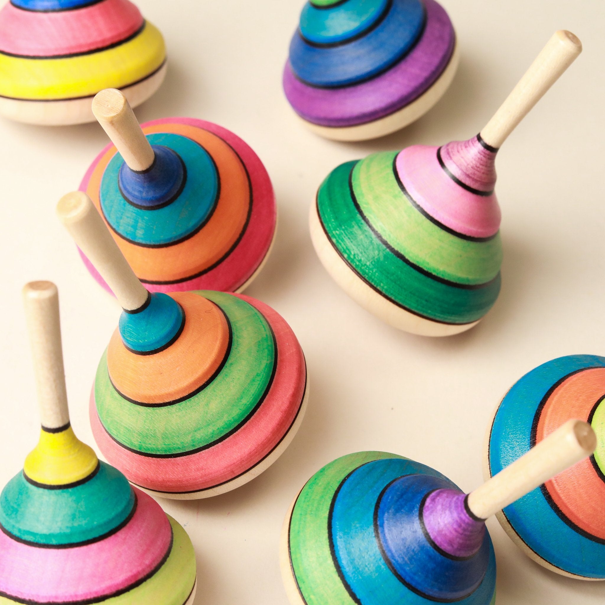 Harlequin Wooden Spinning Top