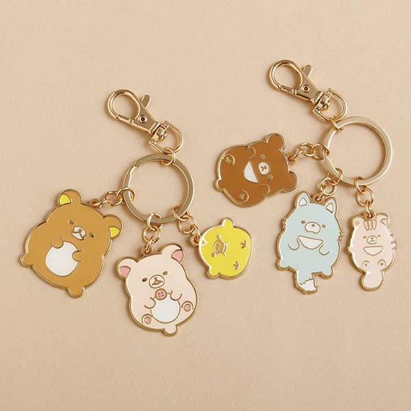 Japan San-X Rilakkuma Metal Keychain Key Ring (Let's Eat)
