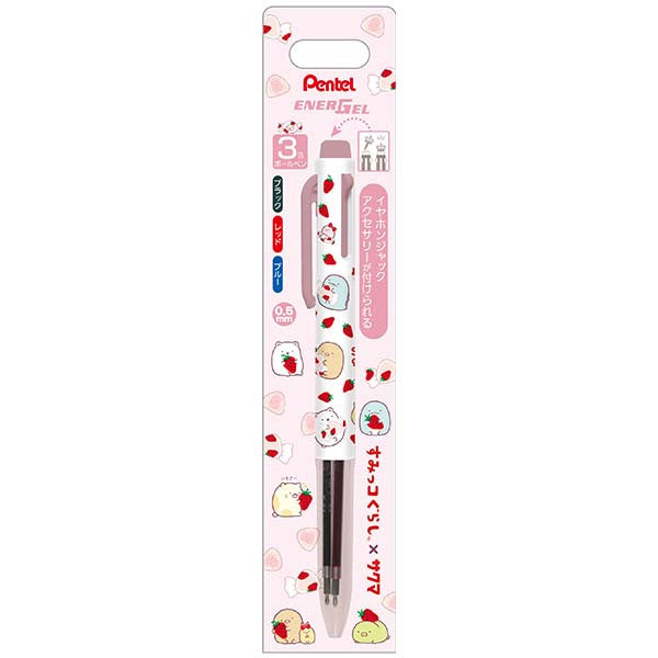 Japan San-X Sumikko Gurashi Energel 3 Color Ballpoint Pen (Sakuma Strawberry Milk Candy)