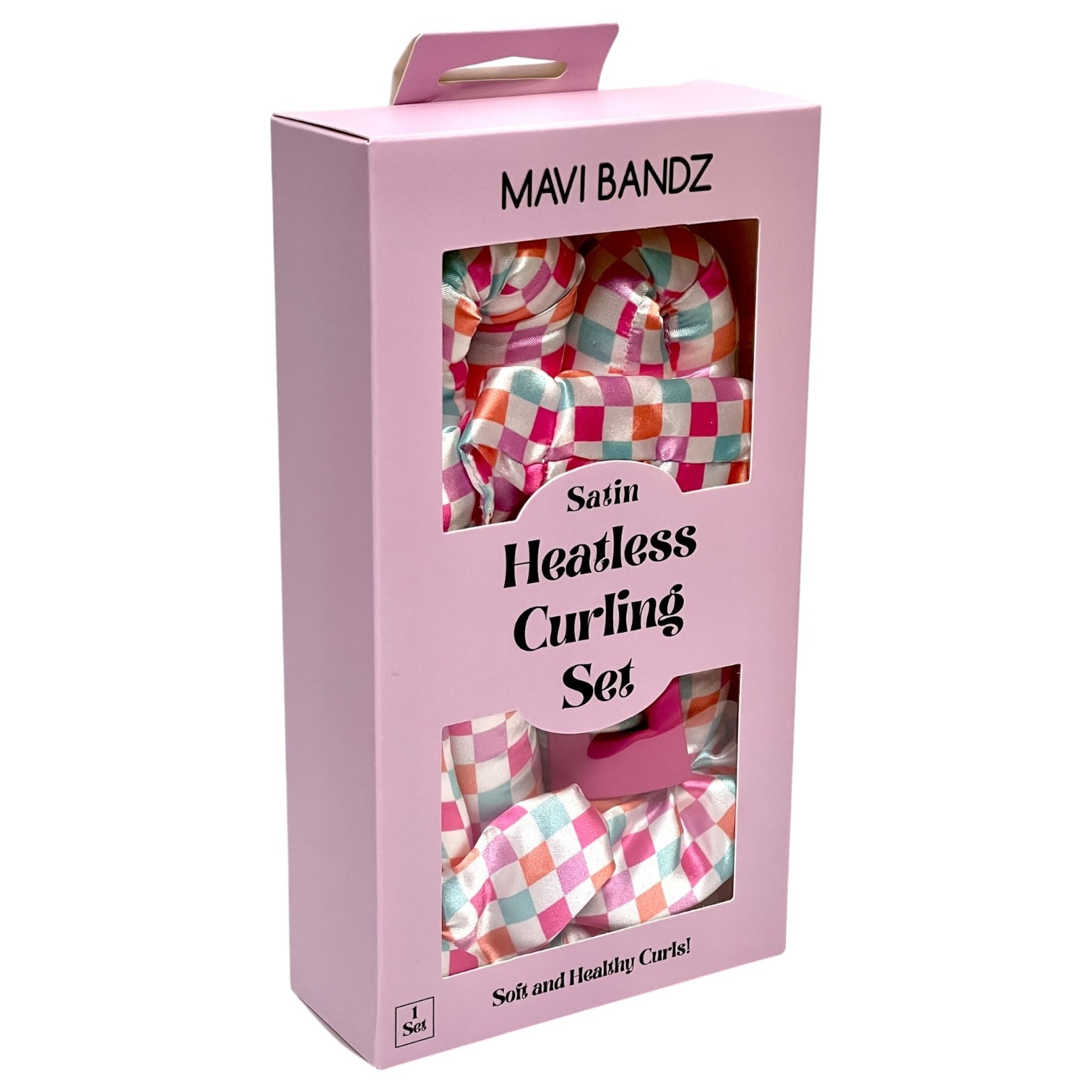 Check Satin Heatless Curling Set