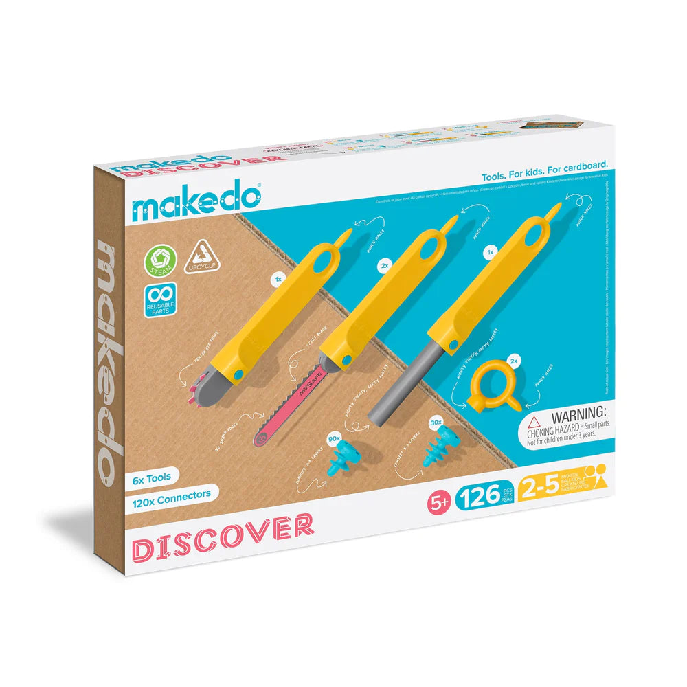 Makedo Discover Kit - 126 pc Kit for 2-5 Makers