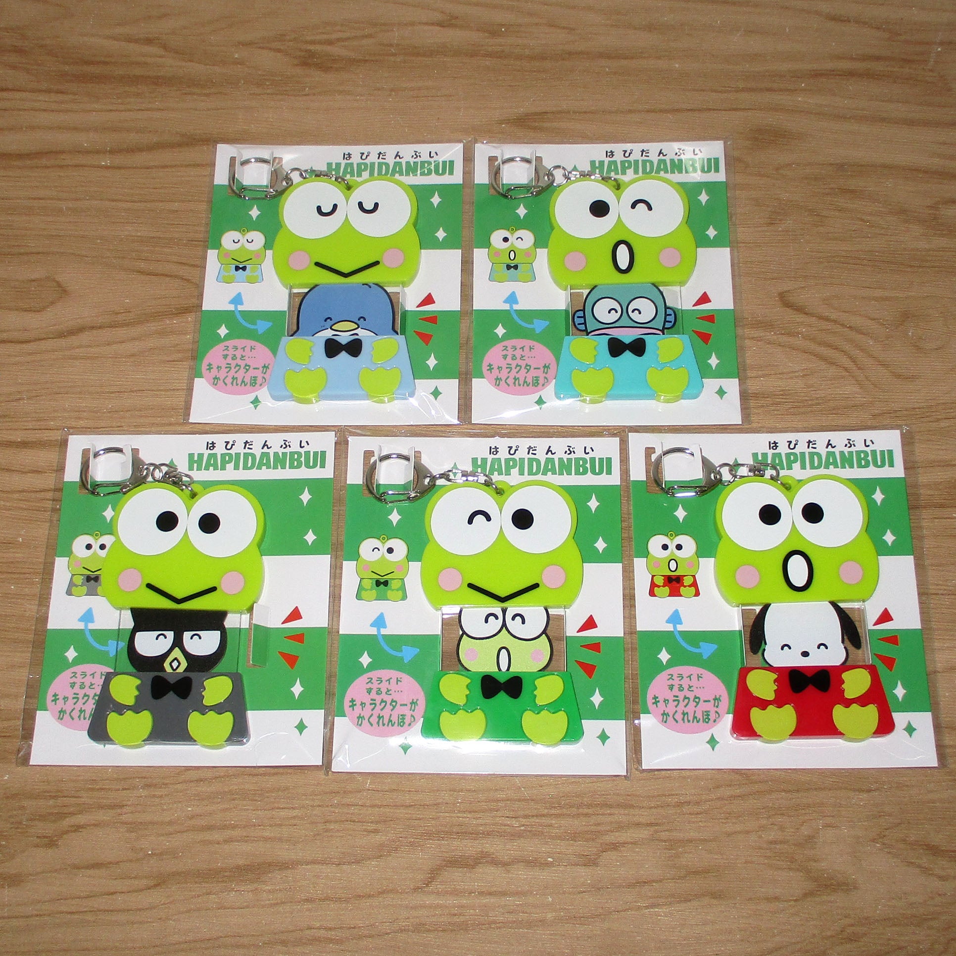 Japan Sanrio Tuxedo Sam / Hangyodon / Bad Badtz Maru / Keroppi / Pochacco Acrylic Keychain (Keroppi Party)