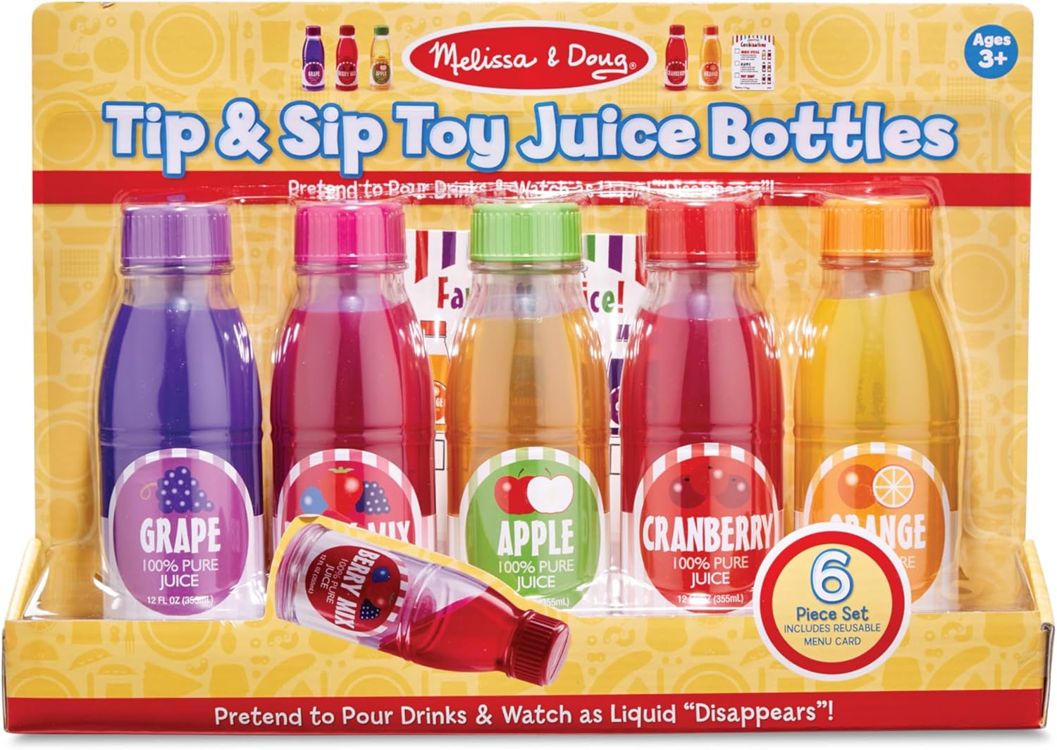 Melissa & Doug 9466 Tip & Sip Toy Juice Bottles
