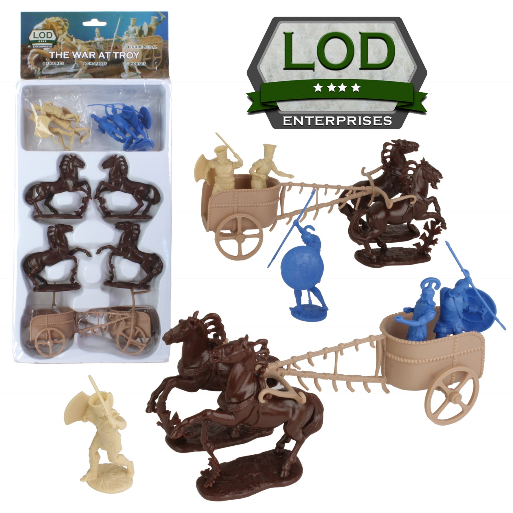 War At Troy Figure Set 2 Chariots (Greeks vs Trojans) 1/30 Scale Plastic Figures
