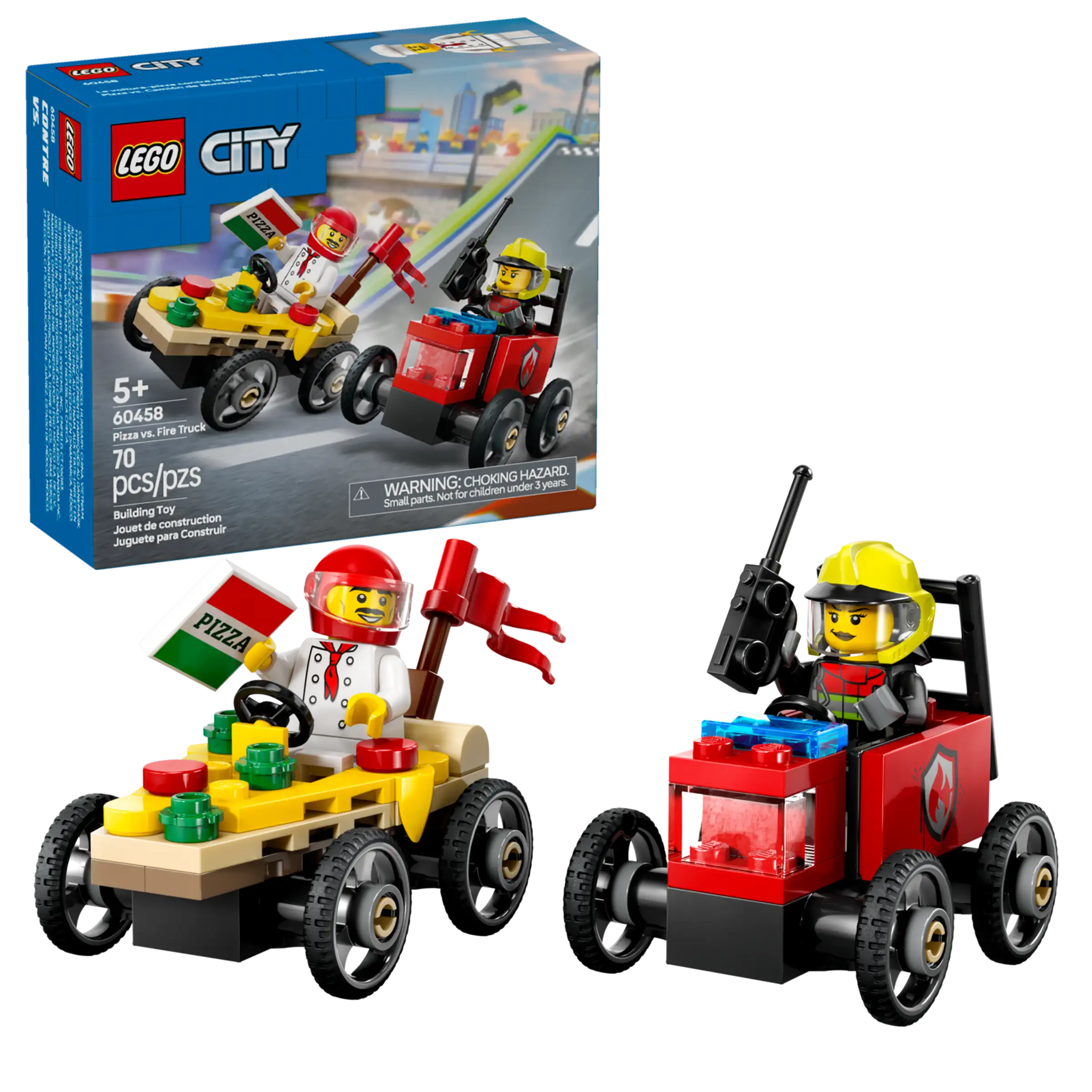LEGO® City Pizza vs. Fire Truck Race Car Pack 60458
