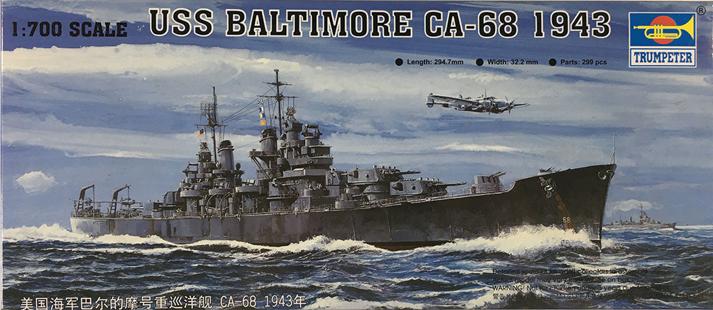 USS Baltimore Heavy Cruiser CA-68 1943, 1:700 Scale Model Kit