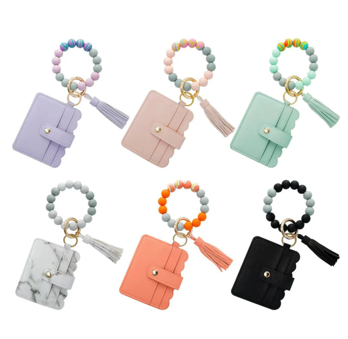 Wallet Wristlet Silicone Bead Tassel Keychain (Single Keychain)