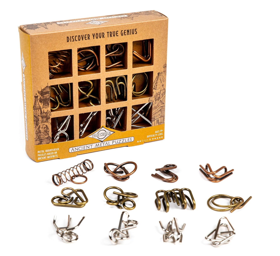 True Genius Ancient Metal Puzzles - 12 Pieces