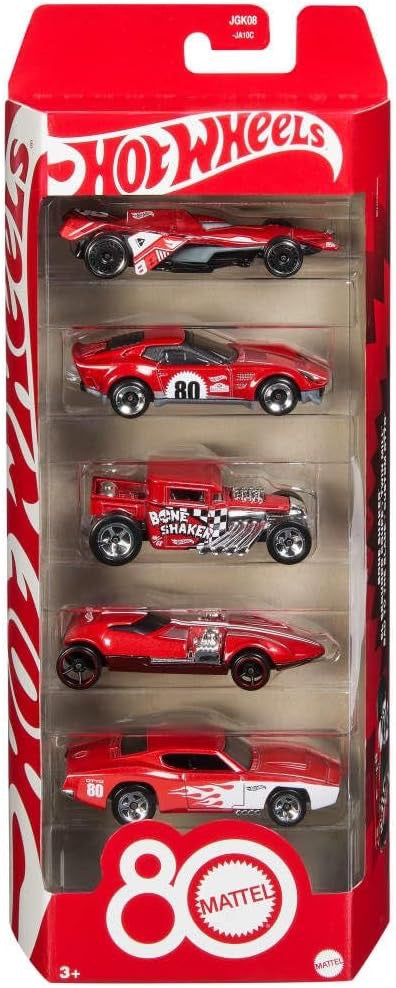Hot Wheels Mattel 80th Anniversary Ruby Red 5-Pack