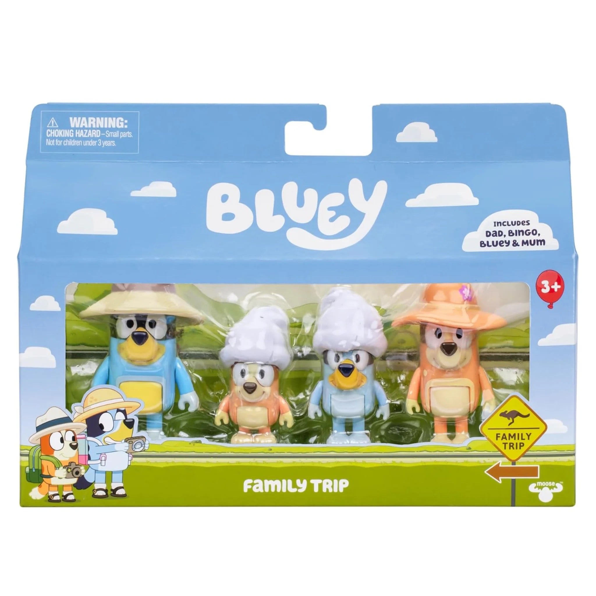 Moose Toys Bluey 4-Pack Family Trip