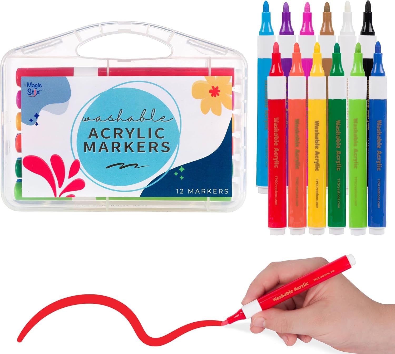 Magic Stix Washable Acrylic Markers 12 Pack