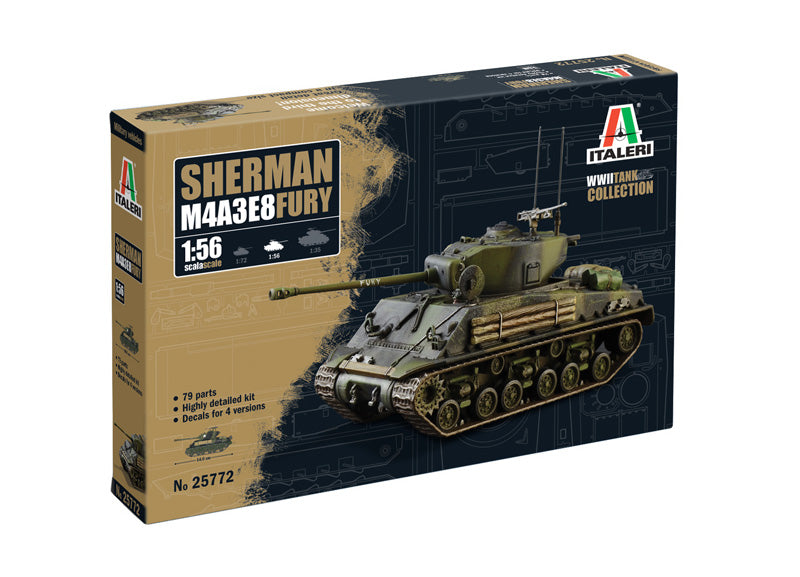 Italeri M4A3E8 Sherman "Fury" – 1/56 Scale Model Kit