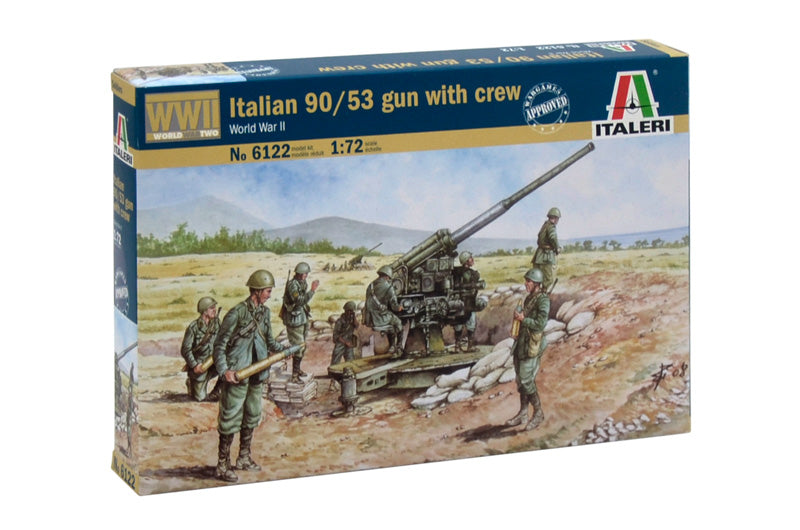 Italian 90/53 Gun with Crew, WWII 1/72 Scale Plastic Kit