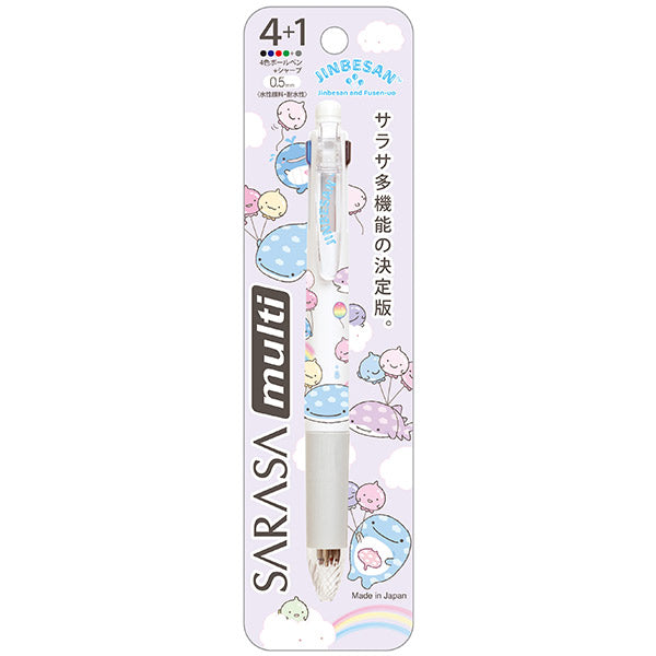 Japan San-X Jinbesan SARASA 4 Color Ballpoint Pen & Mechanical Pencil (Jinbesan & Balloon Fish)
