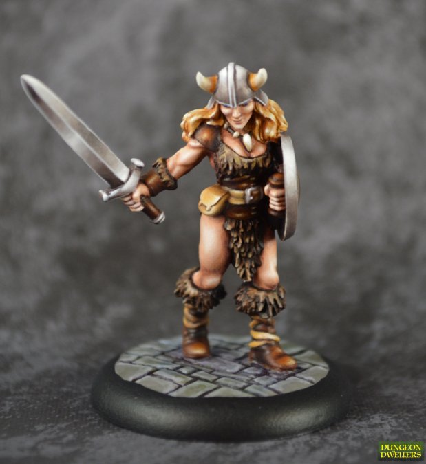 Jana Frostwind Barbarian 28 mm Scale Plastic Figure - Dungeon Dwellers Collection