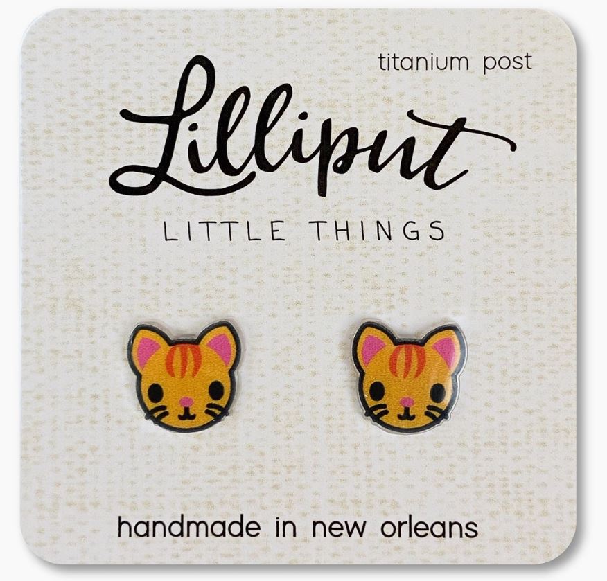 Cute Kitty Cat Earrings - Orange