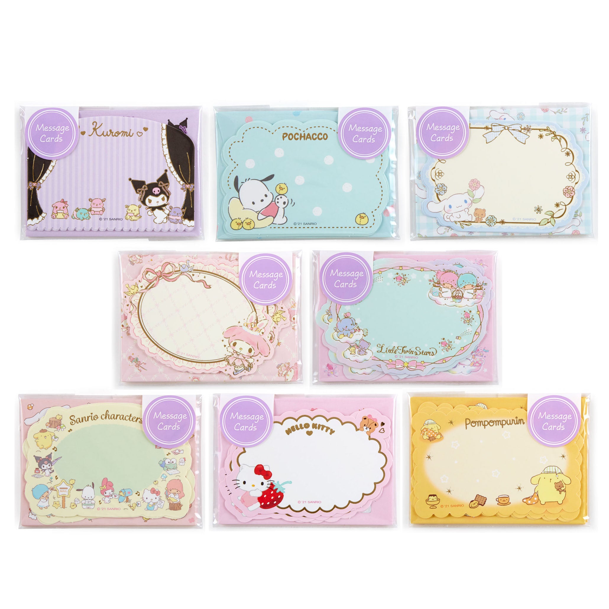 Japan Sanrio Characters Mix / Hello Kitty / My Melody / Little Twin Stars / Cinnamoroll / Pompompurin / Pochacco / Kuromi Mini Message Card
