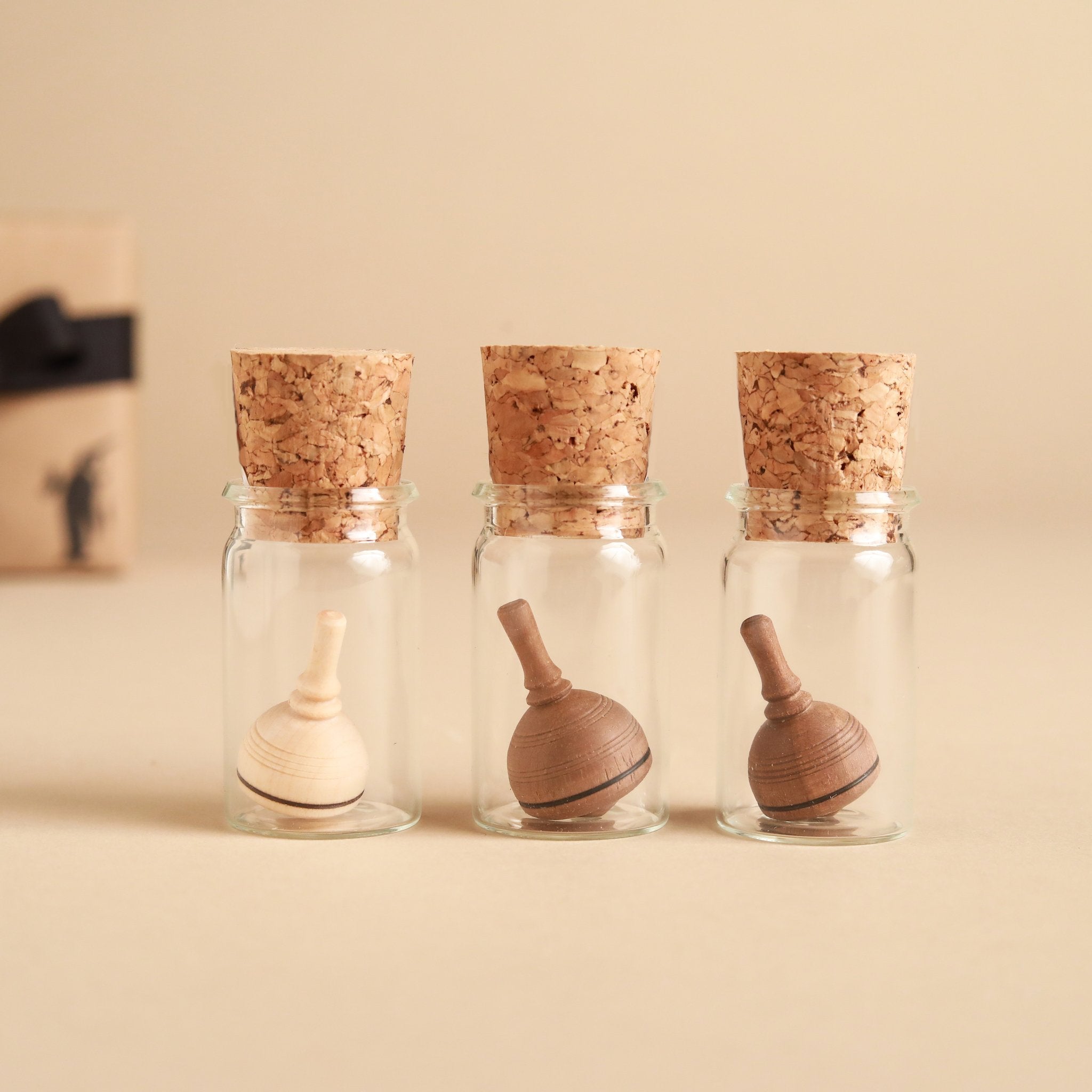 Mini Classic Wooden Spinning Top | Glass Display