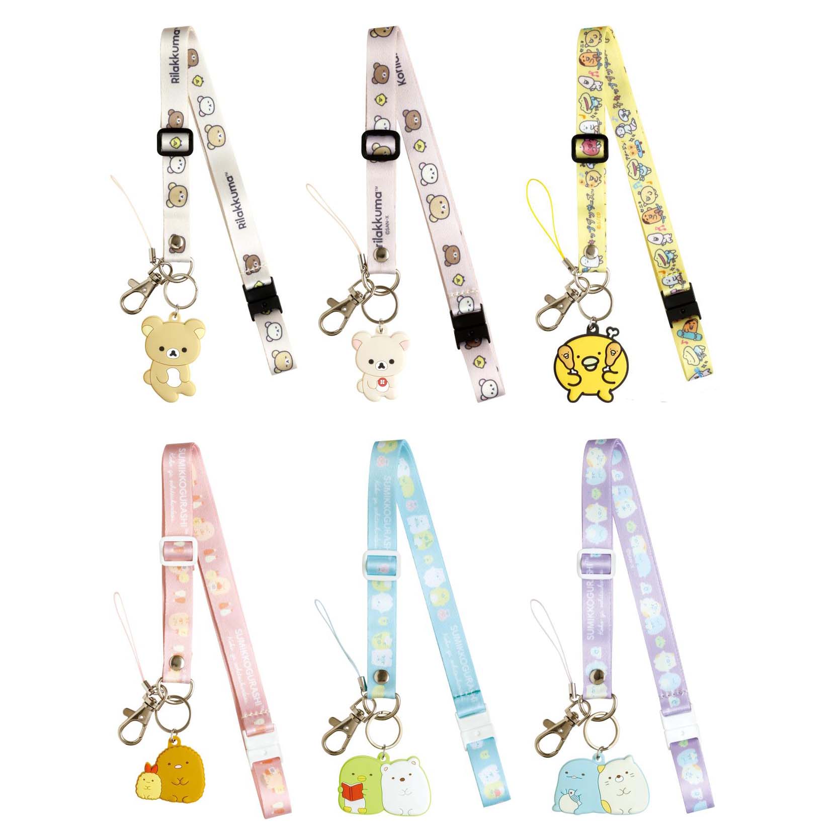 Japan San-X Rilakkuma / Sumikko Gurashi / Chickip Dancers Neck Mascot Lanyard Keychain Key Holder
