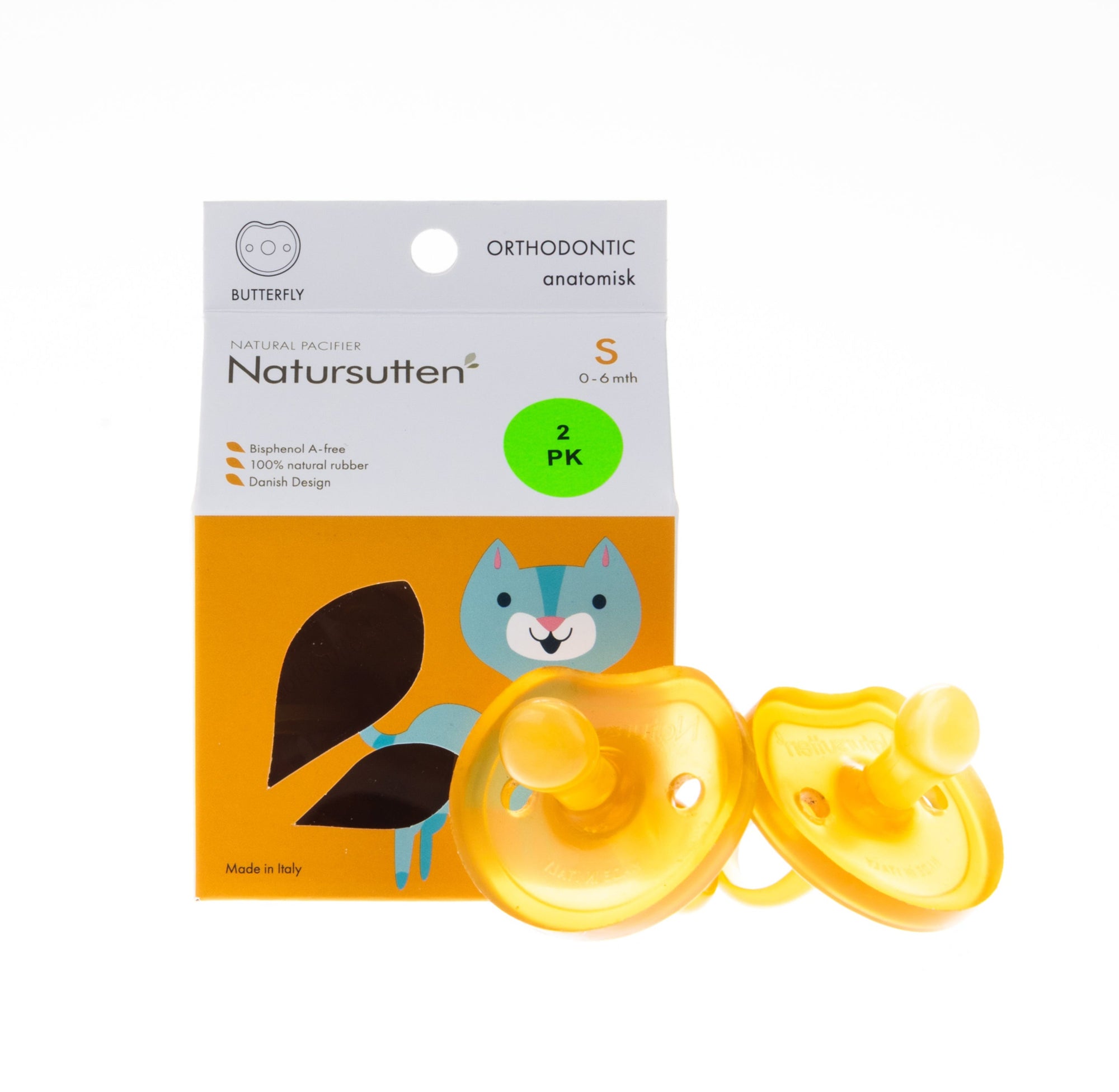 Butterfly Orthodontic Natural Rubber Pacifier 2pk
