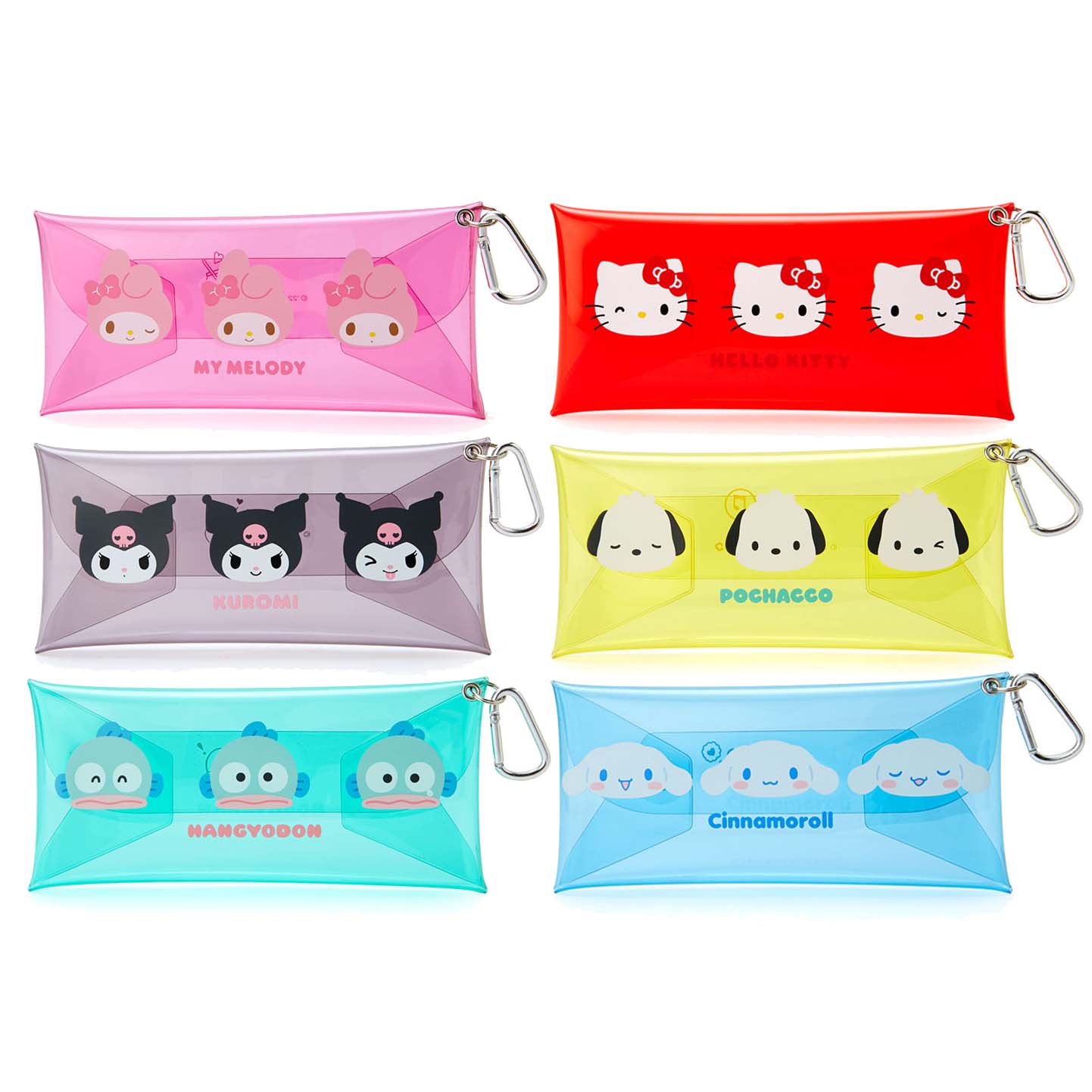 Japan Sanrio Small Pouch / Pencil Case with Carabiner (mini face)