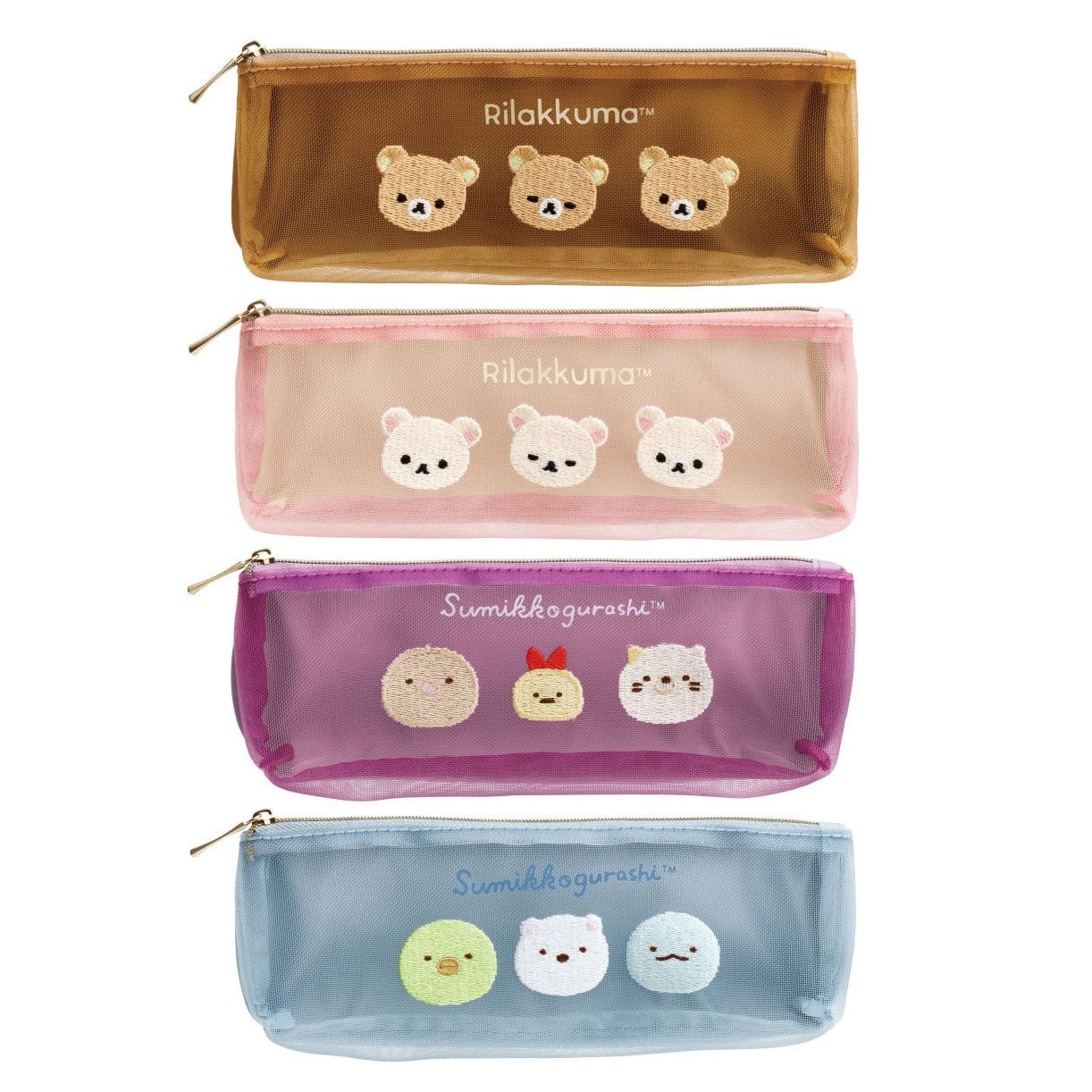 Japan San-X Rilakkuma / Sumikko Gurashi Mesh Slim Pencil Case Pen Pouch