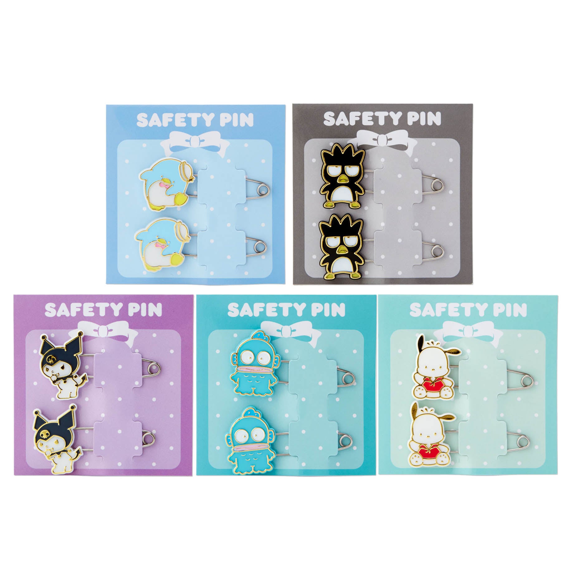 Japan Sanrio Tuxedo Sam / Bad Badtz Maru / Kuromi / Hangyodon / Pochacco Safety Pin (70's)