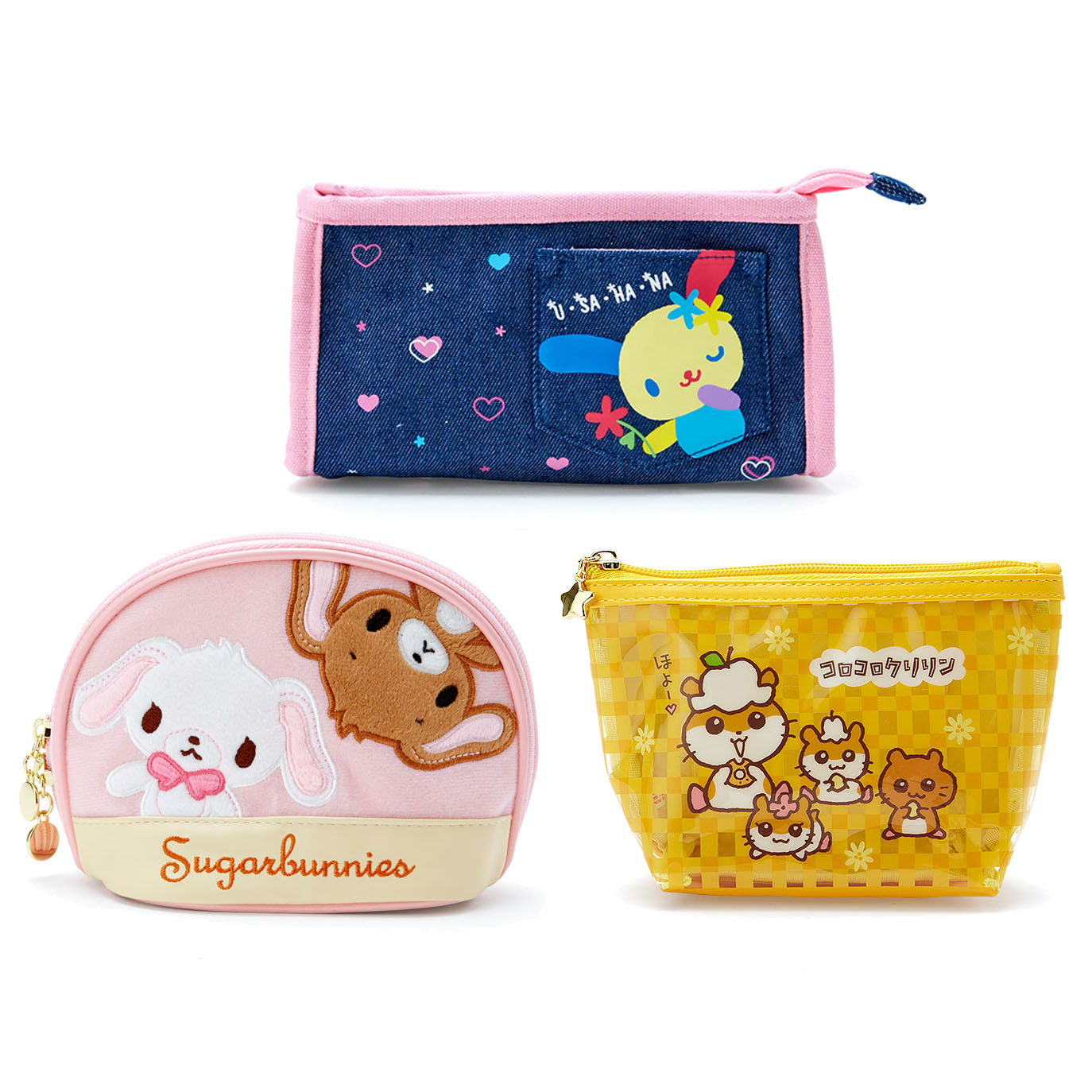 Japan Sanrio Usahana / Coro Coro Kuririn / Sugarbunnies Pouch (Heisei)