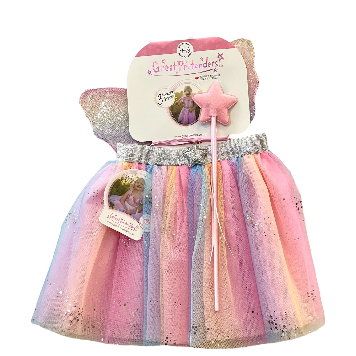 Rainbow Sequins Skirt, Wings & Wand, Size 4-6