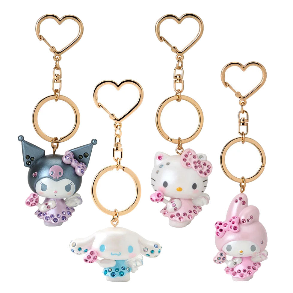 Japan Sanrio Rhinestone Angel Keychain Key Ring
