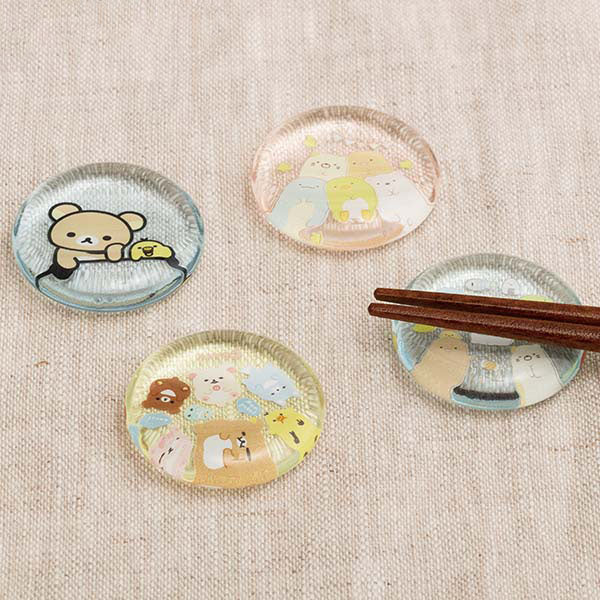 Japan San-X Rilakkuma / Sumikko Gurashi Clear Glass Chopsticks Rest