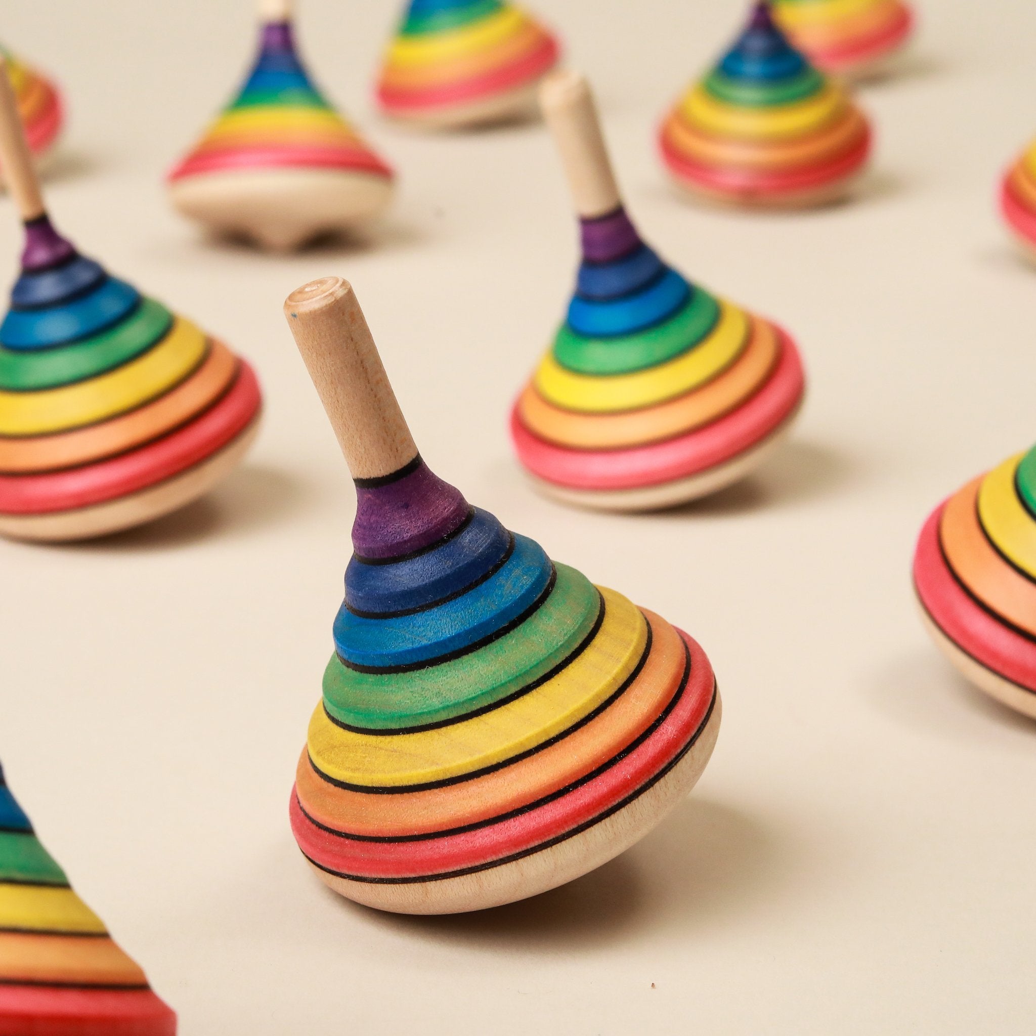 Rainbow Wooden Spinning Top