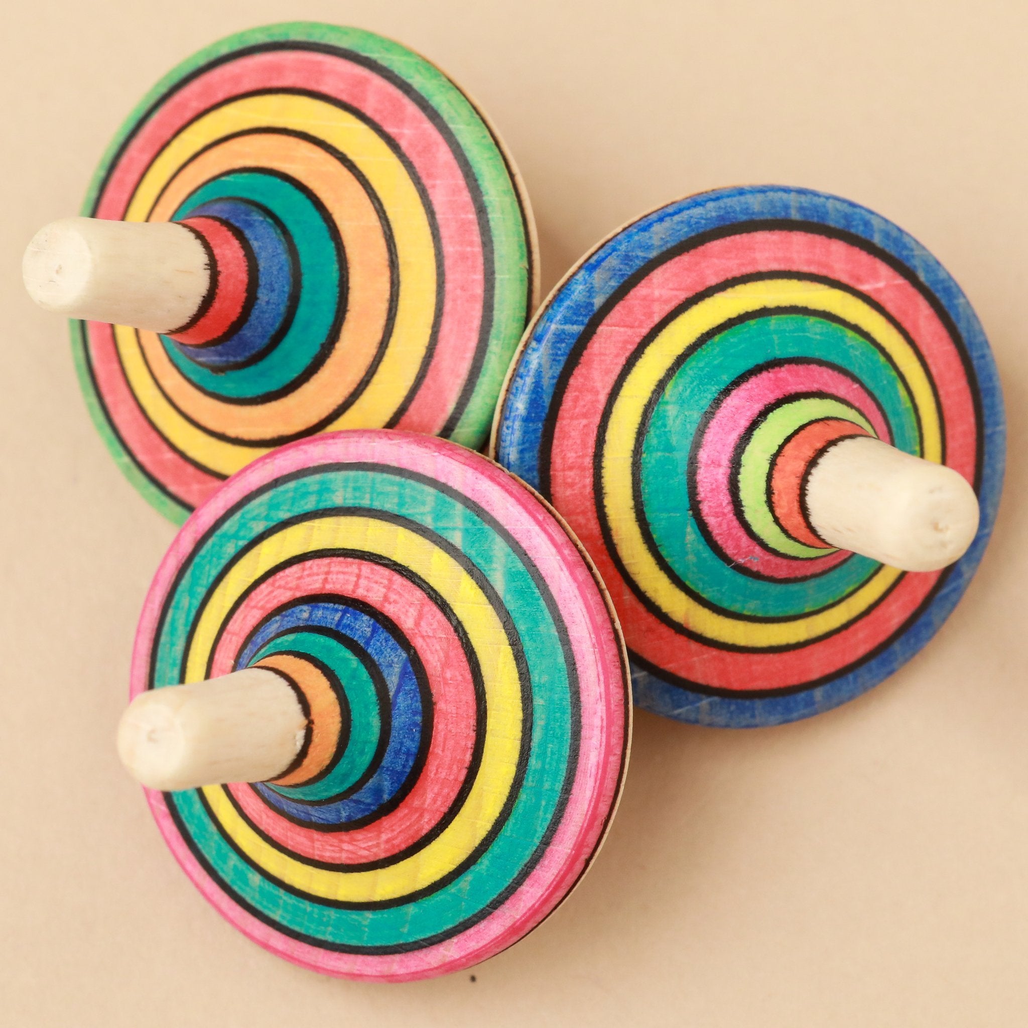 Rallye Wooden Spinning Top | Small - Stripes