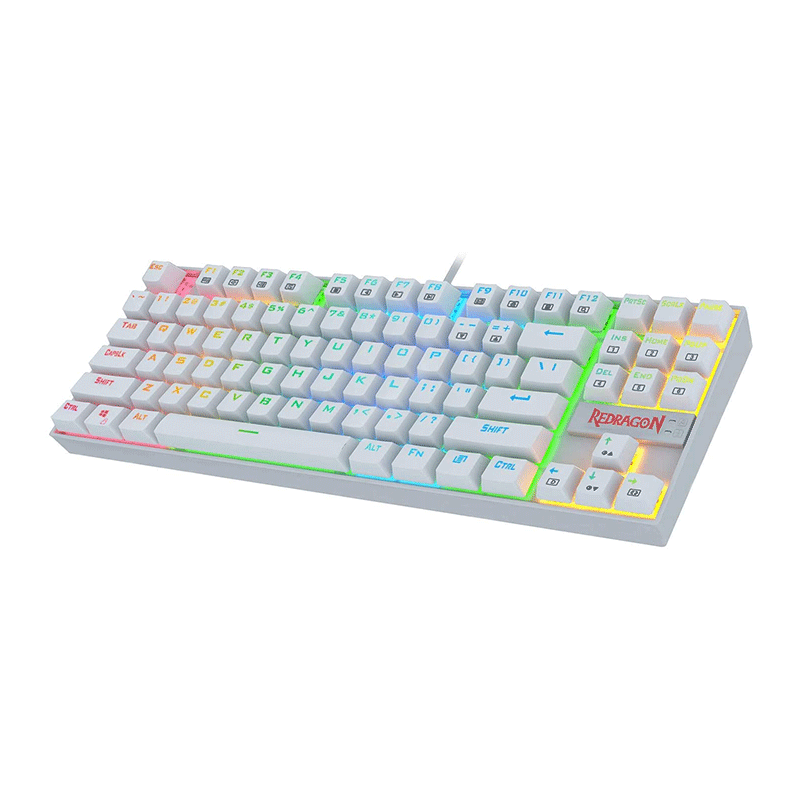 Redragon Kumara RGB 87 Keys Mechanical Gaming Keyboard  White Blue Switch