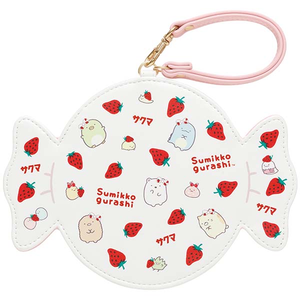 Japan San-X Sumikko Gurashi Card Holder Pass Case (Sakuma Strawberry Milk Candy)