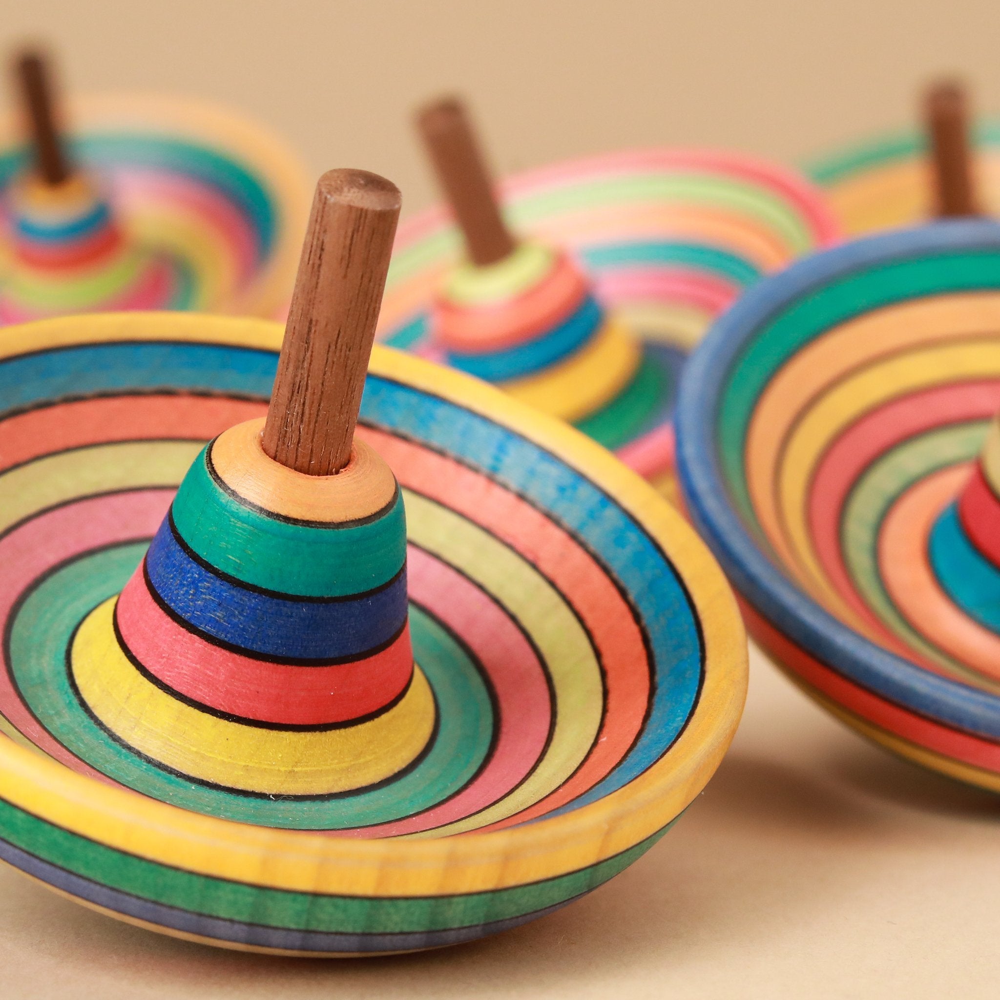 Sombrero Wooden Spinning Top | Stripes