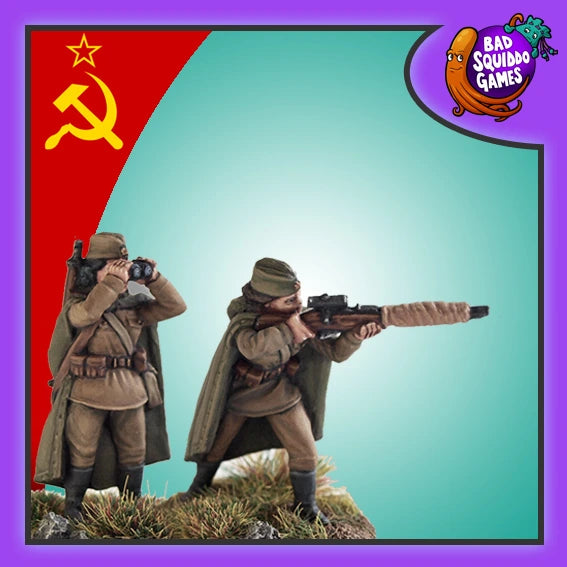 Female Soviet Sniper Team (Standing) 28 mm Scale Model Metal Figures