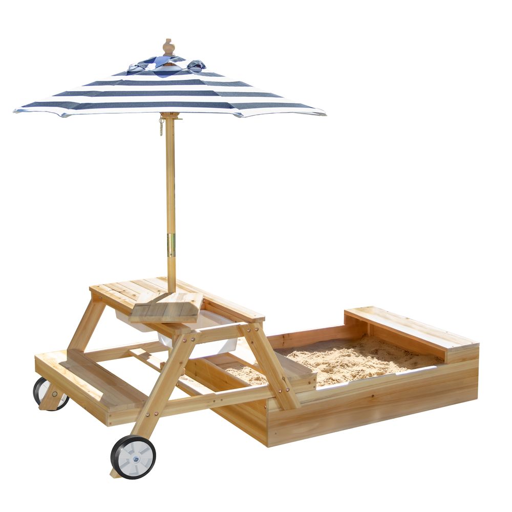 Sorrento Wooden 2-in-1 Picnic Table with Sandbox & Umbrella