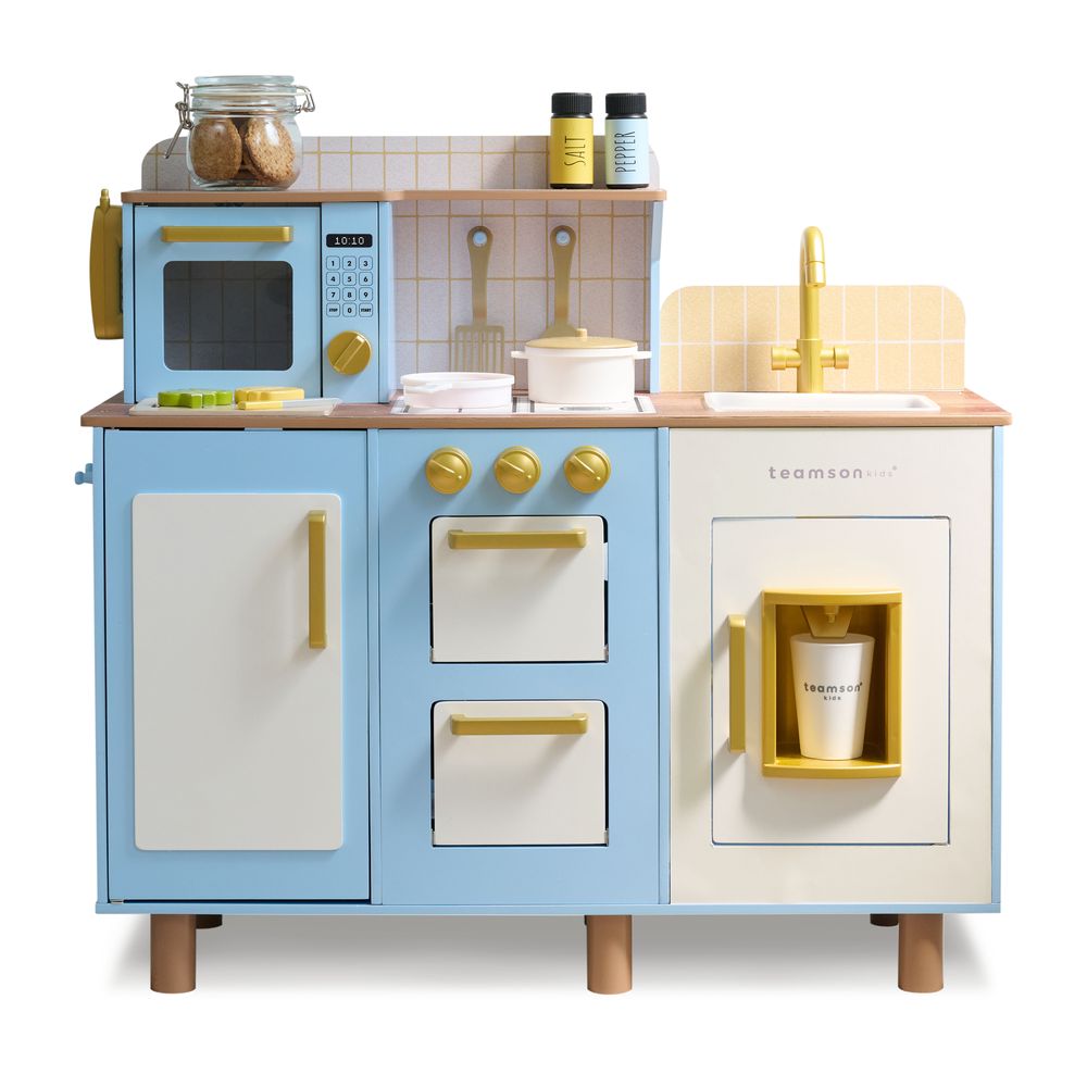 Little Chef Hampton Wooden Play Kitchen with Ice Dispenser & Sink - Blue