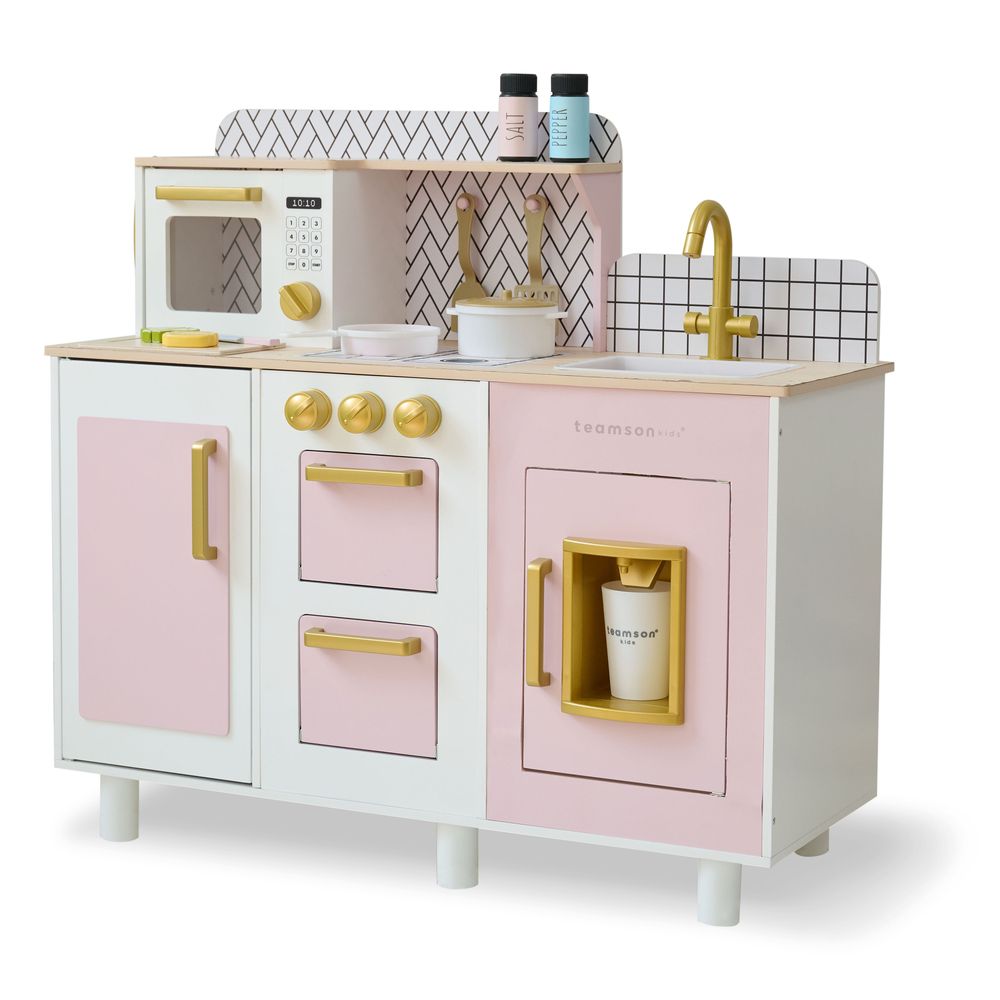 Little Chef Hampton Wooden Play Kitchen with Ice Dispenser & Sink - Pink