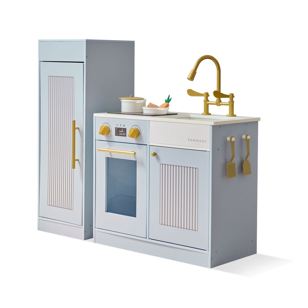 Little Chef Chester Wooden Play Kitchen with Large Fridge & Sink - Blue