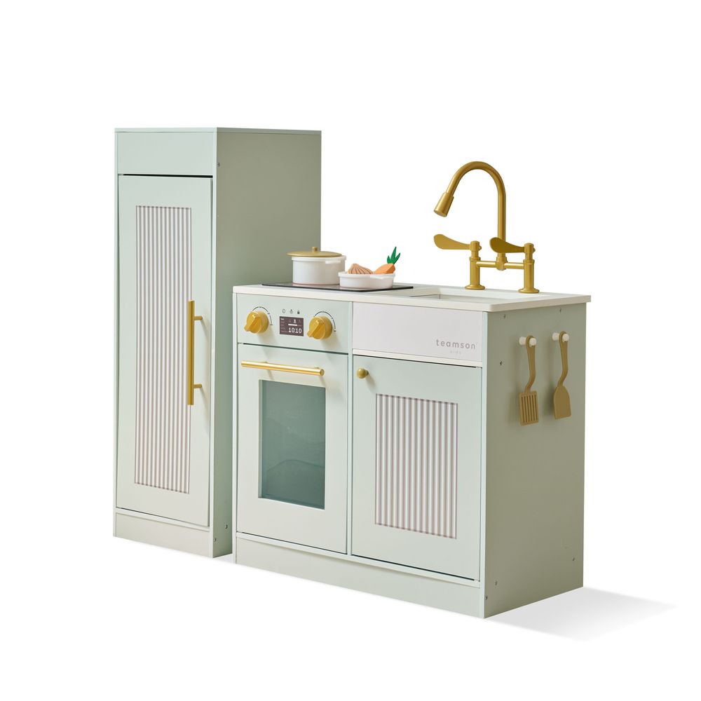 Little Chef Chester Wooden Play Kitchen with Large Fridge & Sink - Green