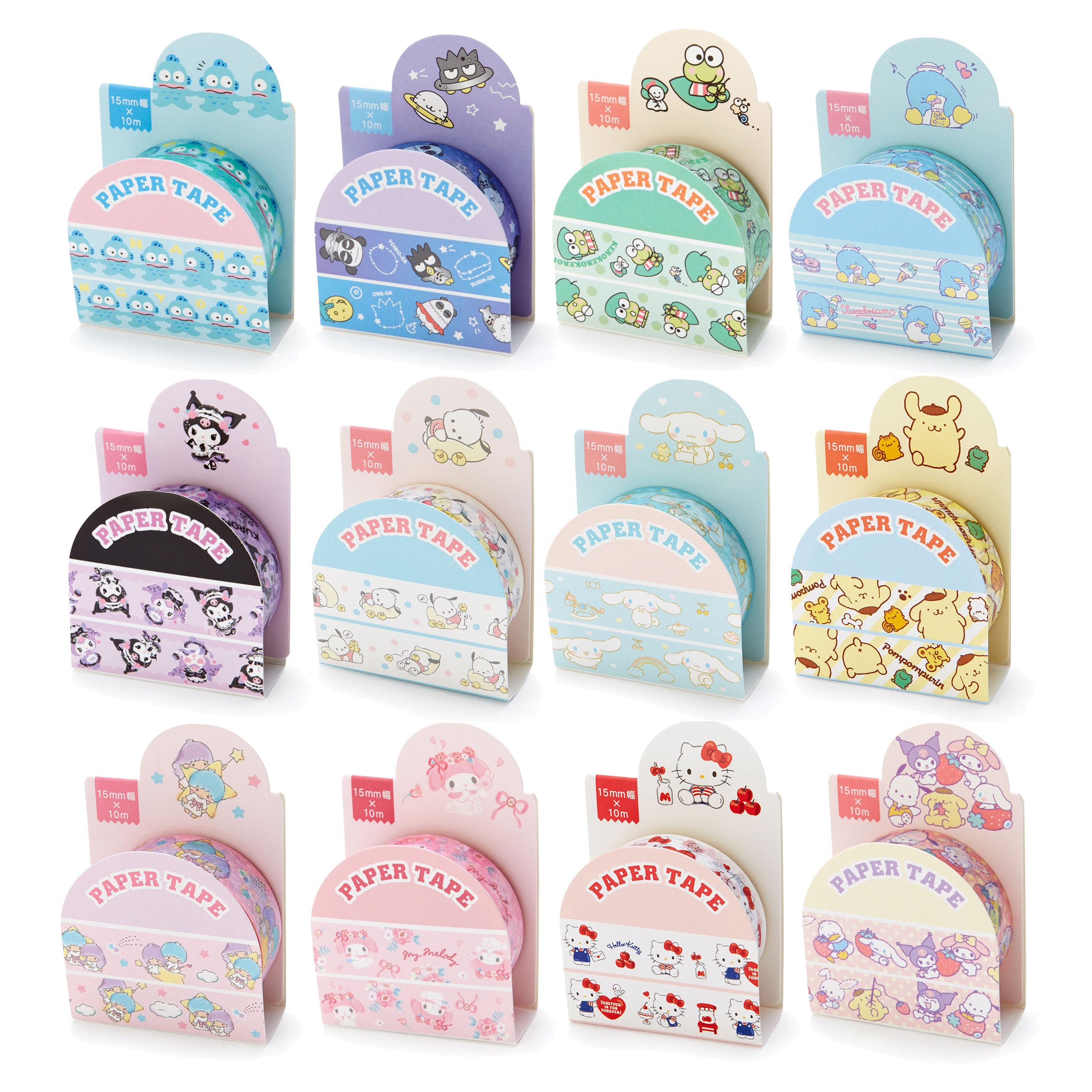 Japan Sanrio Characters Mix / Hello Kitty / My Melody / Little Twin Stars / Pompompurin / Cinnamoroll / Kuromi / Pochacco / Keroppi / Tuxedo Sam / Hangyodon / Bad Badtz Maru Paper Tape