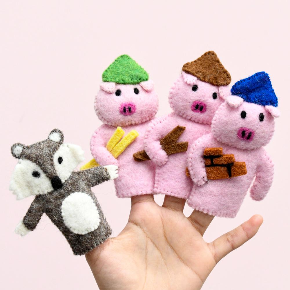 Pre-Order Three Little Pigs, Finger Puppet Set of 4 (Ships in early September)