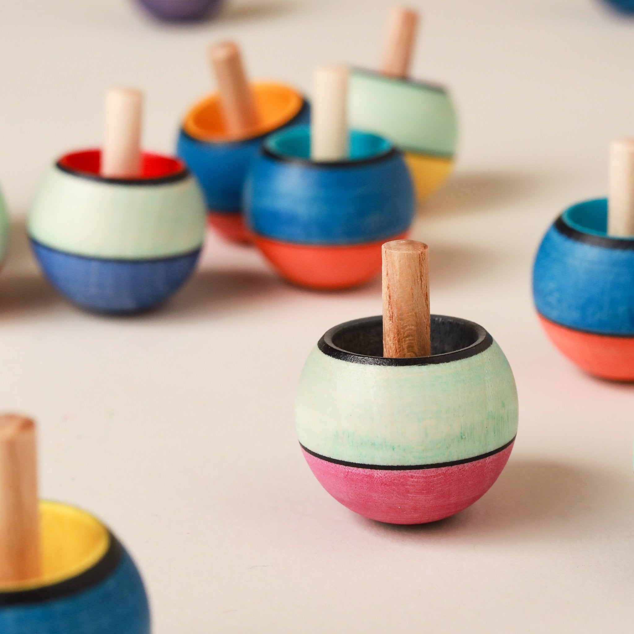 Upside-Down Wooden Spinning Top | Confetti
