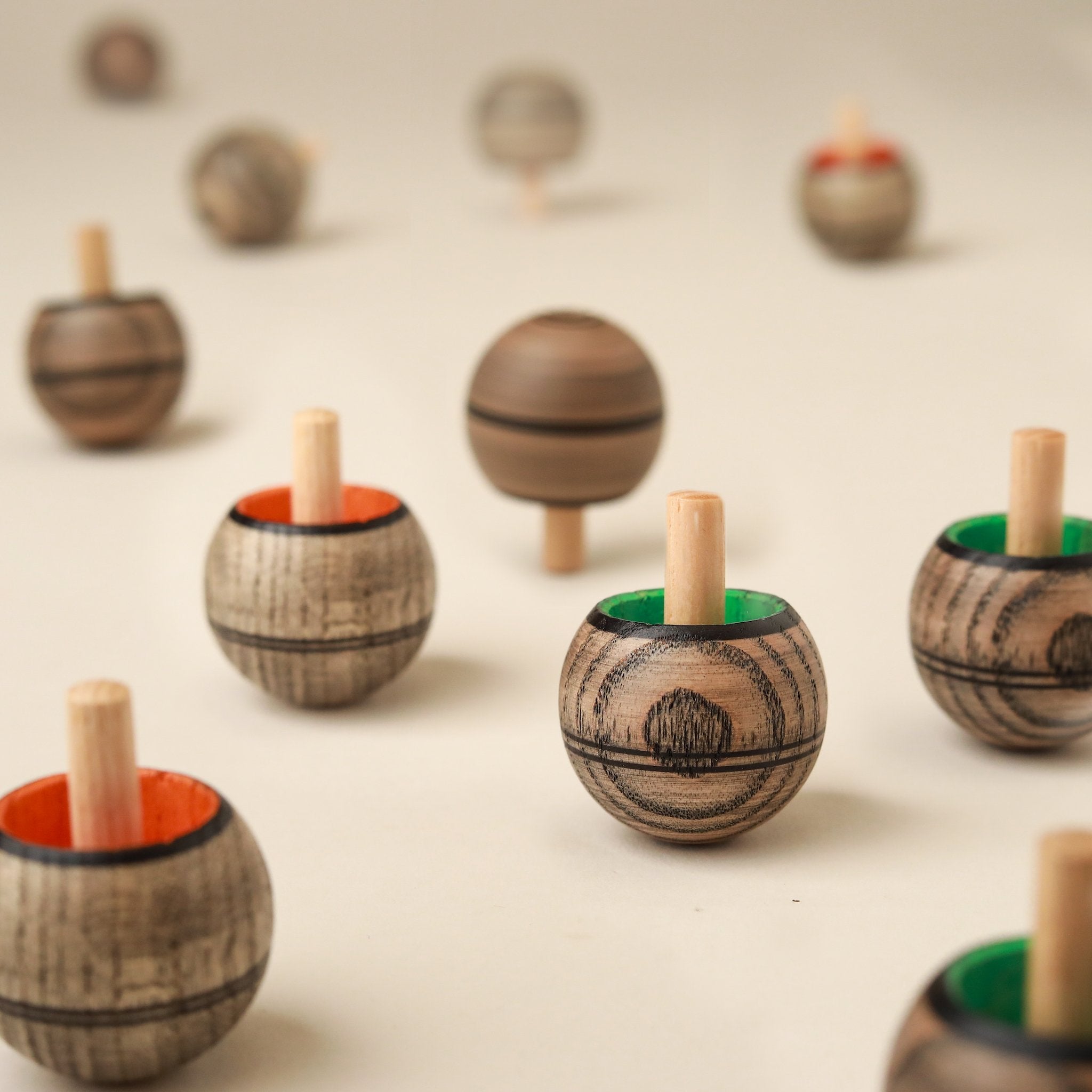 Upside-Down Wooden Spinning Top | Grey