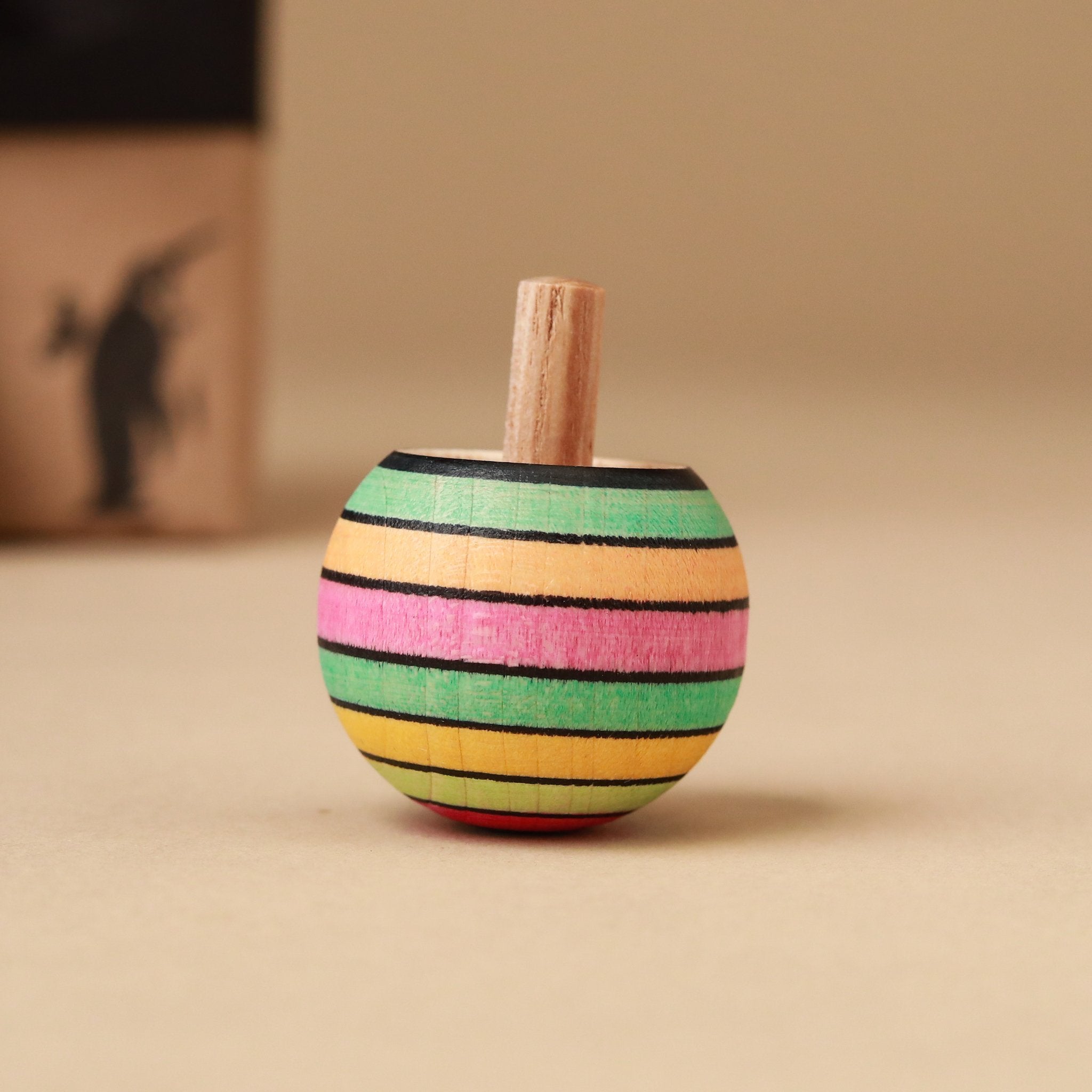 Upside-Down Wooden Spinning Top | Spring Stripes