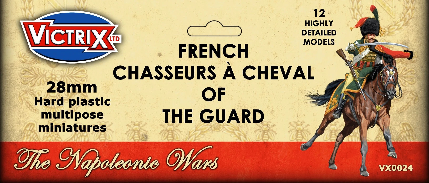 Napoleonic French Chasseur Ã Cheval of the Old Guard, 28 mm Scale Model Plastic Figures